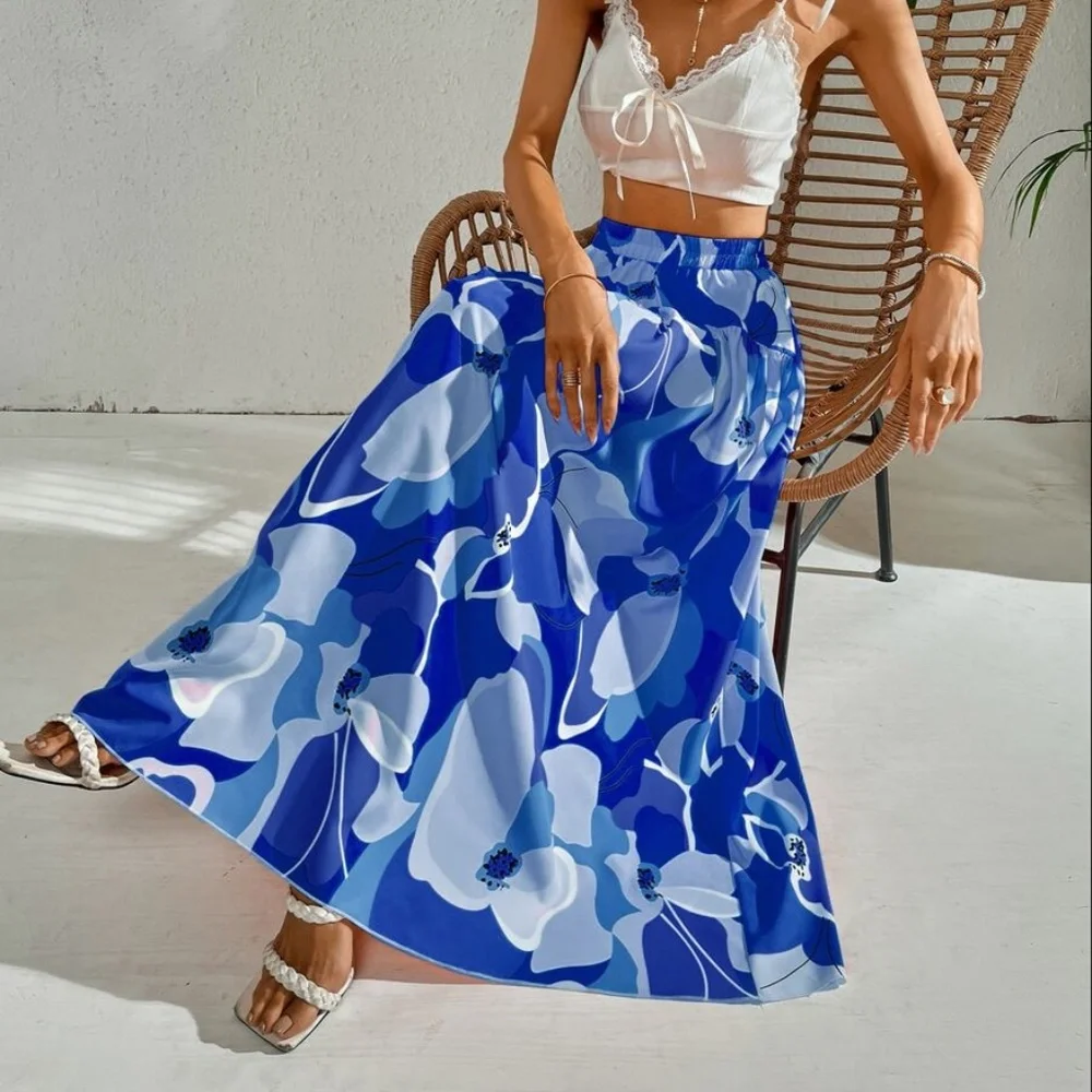 Bohemian Floral Tropical Print Maxi Skirt - Picture 4 of 10